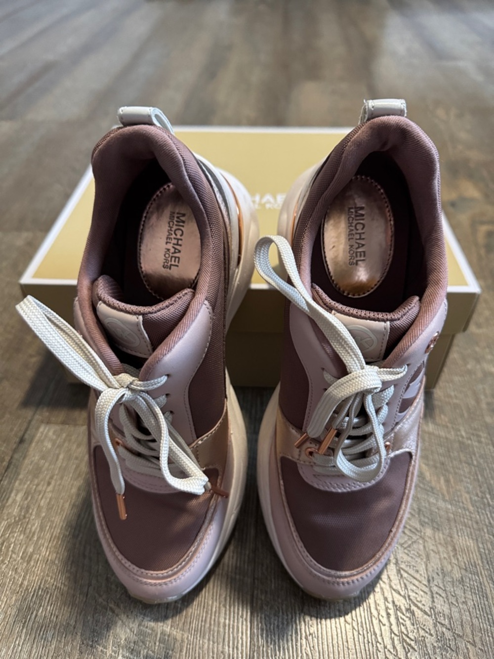 Michael Kors Rose Pink and Blush Platform Lace-Up Sneakers - Picture 5 of 15